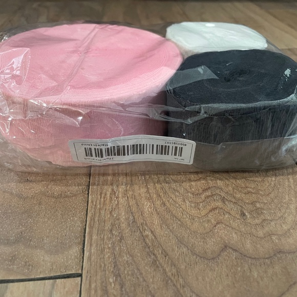 3-Pack of Crepe Paper Streamers: Pink, Black, White - Picture 3 of 6